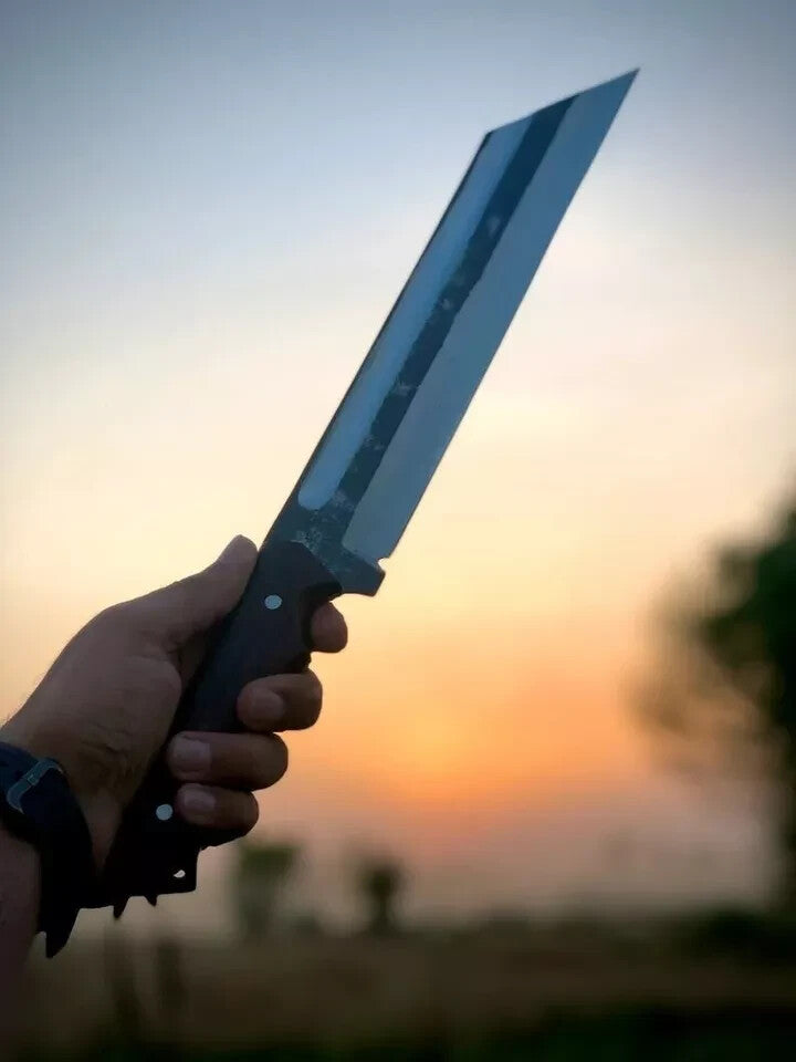 Custom Handmade Carbon Steel Blade Bowie Machete SEAX Hunting Knife Camping