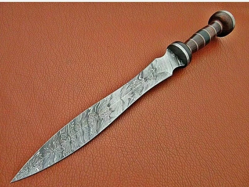 Custom Handmade Damascus Steel Blade Roman Gladius Sword | Hunting Sword Camping