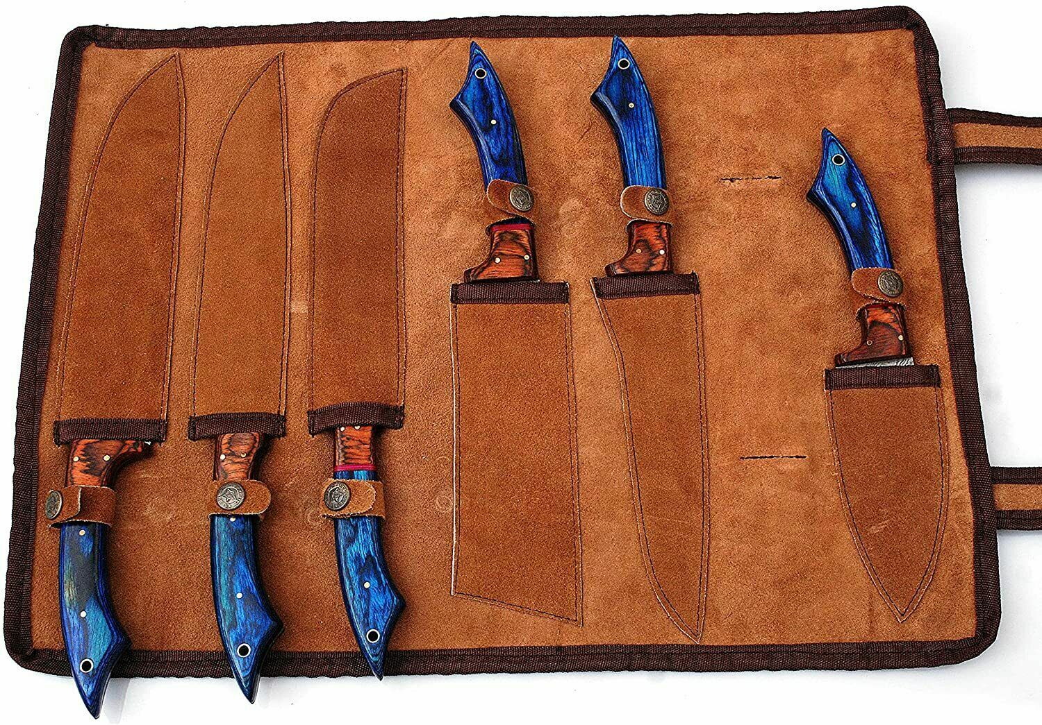Custom Handmade Hand Forged Damascus steel chef kitchen knives set BBQ KNIVES