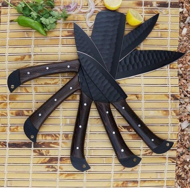 Custom Handmade Carbon Steel Blade Chef Knives Set| Chef Knife Set Kitchen Knife